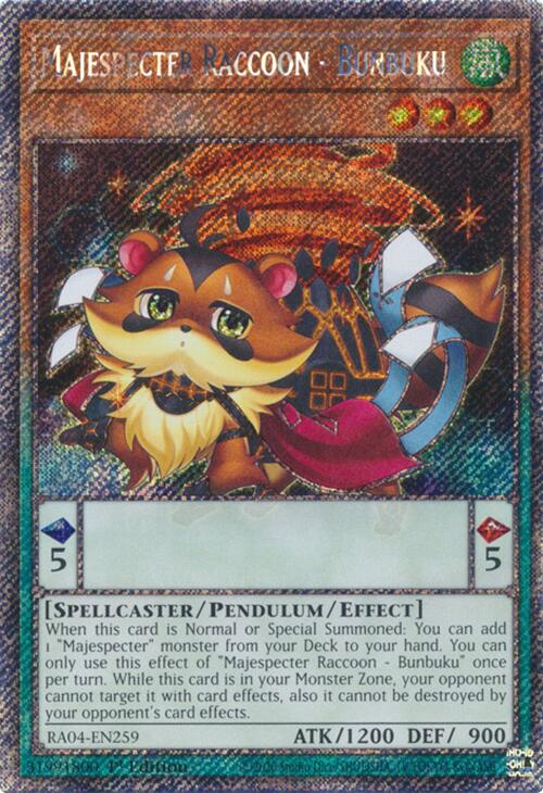 Majespecter Raccoon - Bunbuku [RA04-EN259] Platinum Secret Rare | Gaming Infinity