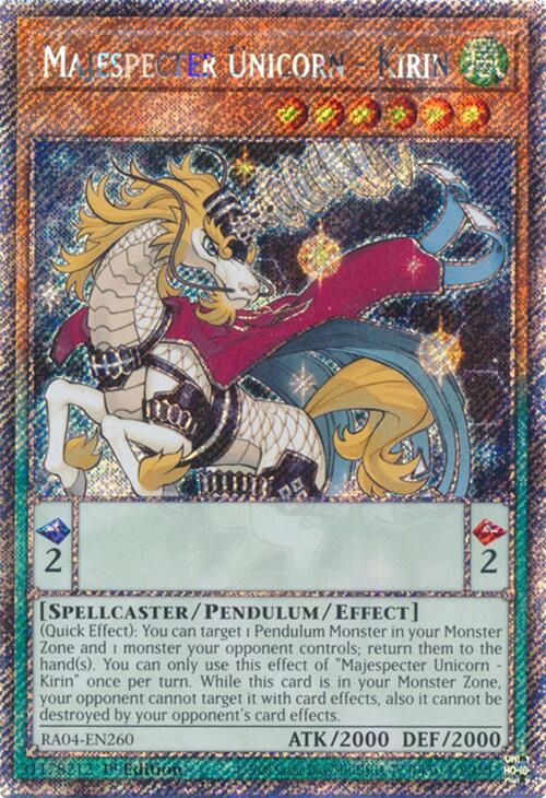 Majespecter Unicorn - Kirin [RA04-EN260] Platinum Secret Rare | Gaming Infinity