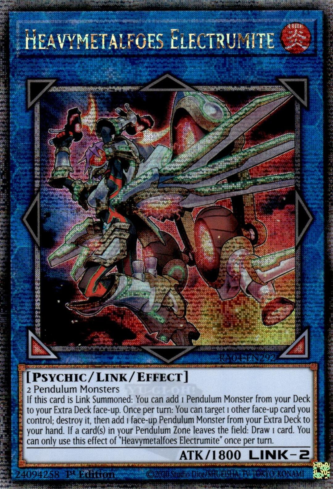 Heavymetalfoes Electrumite [RA04-EN292] Quarter Century Secret Rare | Gaming Infinity