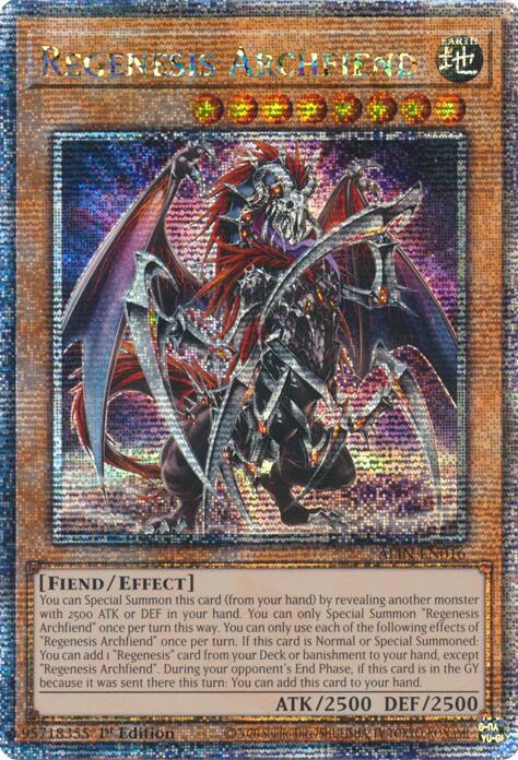 Regenesis Archfiend [ALIN-EN016] Quarter Century Secret Rare | Gaming Infinity