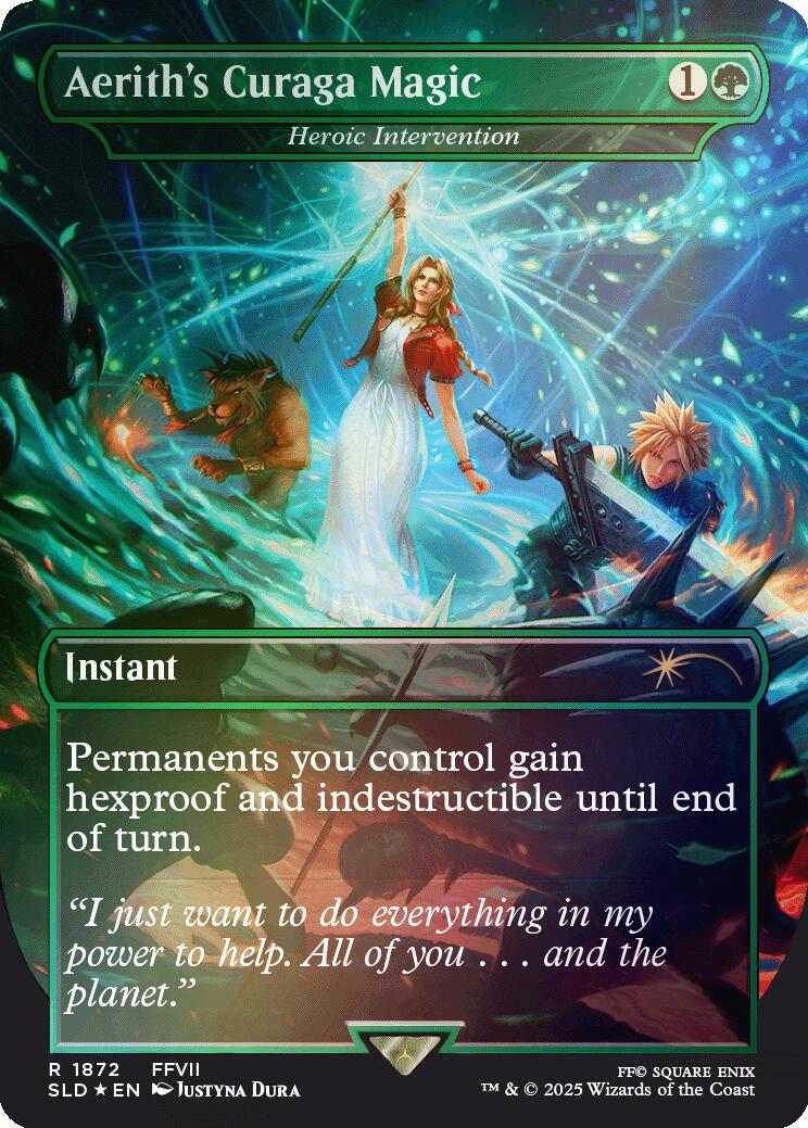Aerith's Curaga Magic - Heroic Intervention (Rainbow Foil) [Secret Lair Drop Series] | Gaming Infinity