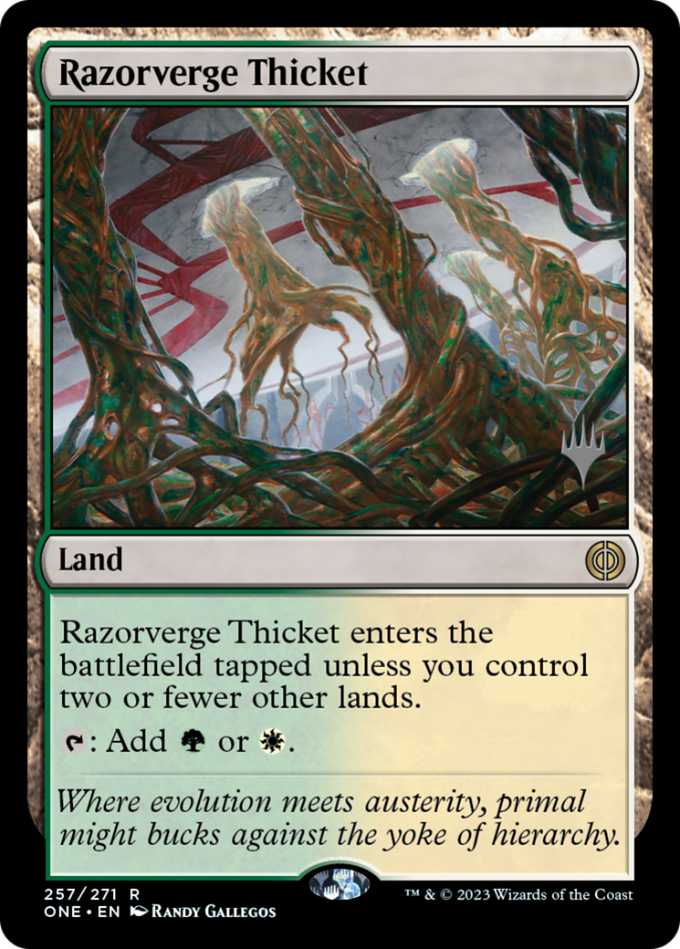 Razorverge Thicket (Promo Pack) [Phyrexia: All Will Be One Promos] | Gaming Infinity