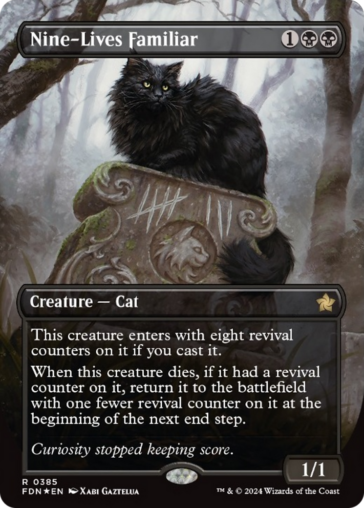 Nine-Lives Familiar (Borderless Mana Foil) [Foundations] | Gaming Infinity