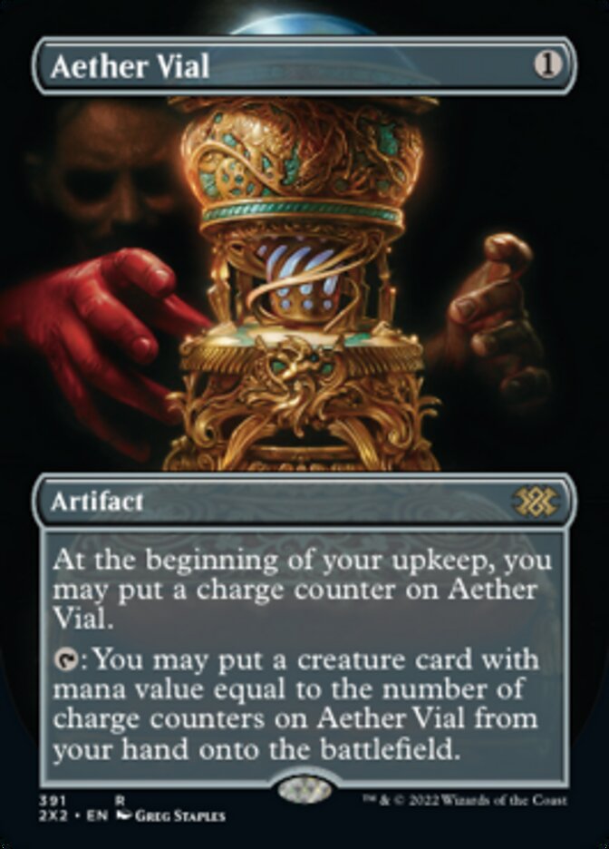 Aether Vial (Borderless Alternate Art) [Double Masters 2022] | Gaming Infinity