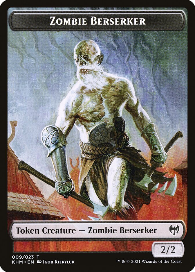 Human Warrior // Zombie Berserker Double-Sided Token [Kaldheim Tokens] | Gaming Infinity
