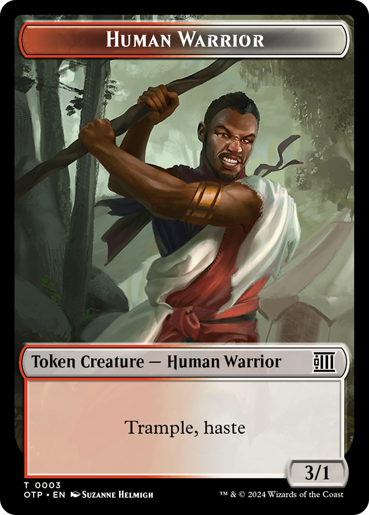 Human Warrior // Plot Double-Sided Token [Outlaws of Thunder Junction: Breaking News Tokens] | Gaming Infinity