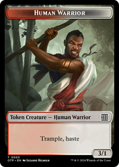 Human Warrior // Plot Double-Sided Token [Outlaws of Thunder Junction: Breaking News Tokens] | Gaming Infinity