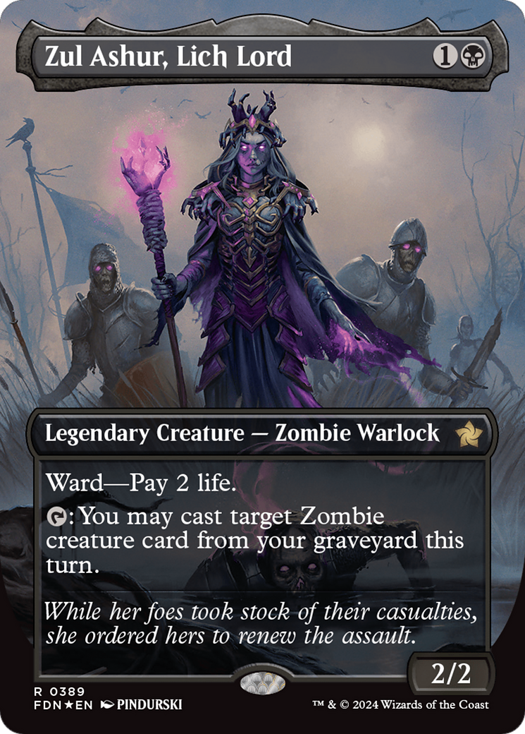 Zul Ashur, Lich Lord (Borderless) (Mana Foil) [Foundations] | Gaming Infinity