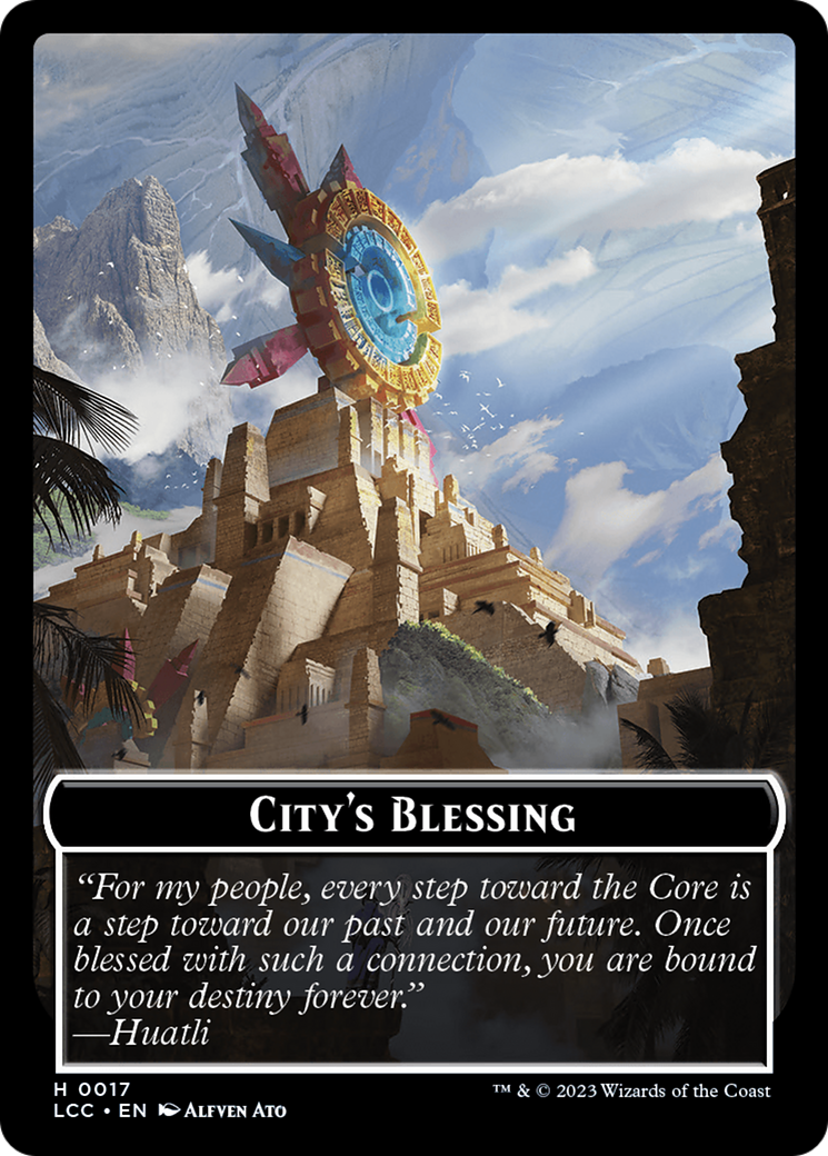 City's Blessing // Dinosaur Double-Sided Token [The Lost Caverns of Ixalan Commander Tokens] | Gaming Infinity