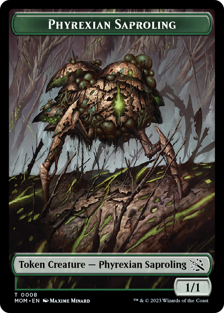 Warrior // Phyrexian Saproling Double-Sided Token [March of the Machine Tokens] | Gaming Infinity