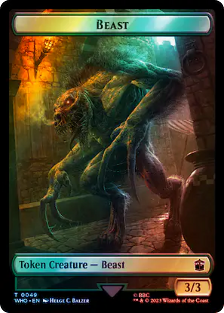 Soldier // Beast Double-Sided Token (Surge Foil) [Doctor Who Tokens] | Gaming Infinity