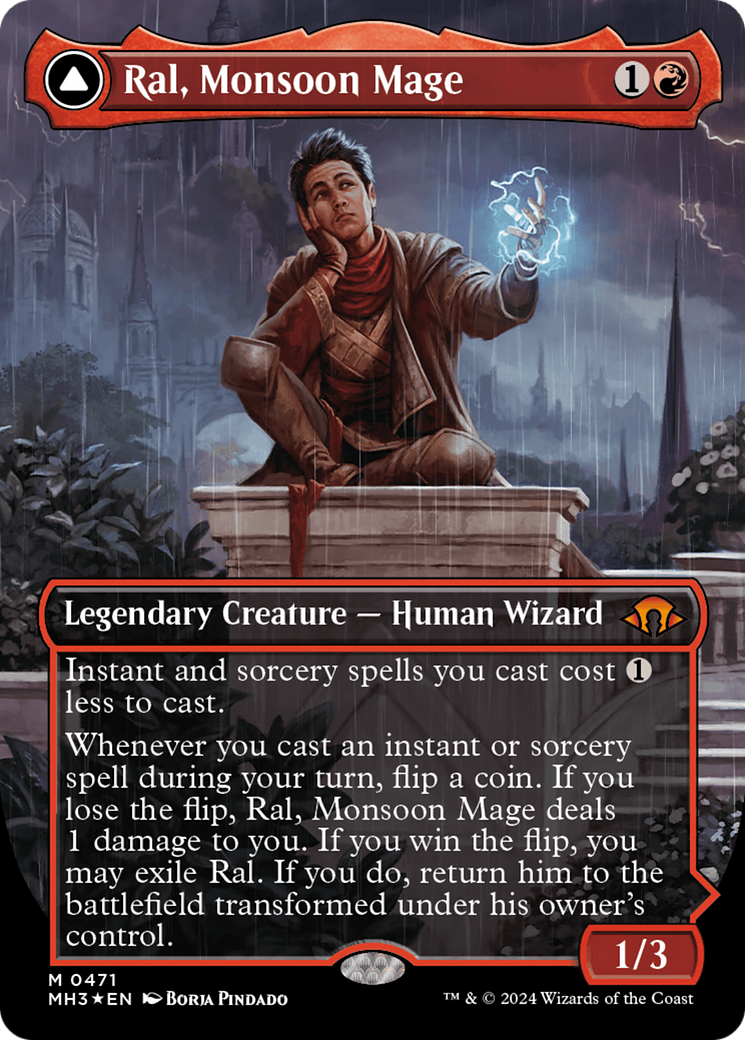 Ral, Monsoon Mage // Ral, Leyline Prodigy (Borderless) (Textured Foil) [Modern Horizons 3] | Gaming Infinity