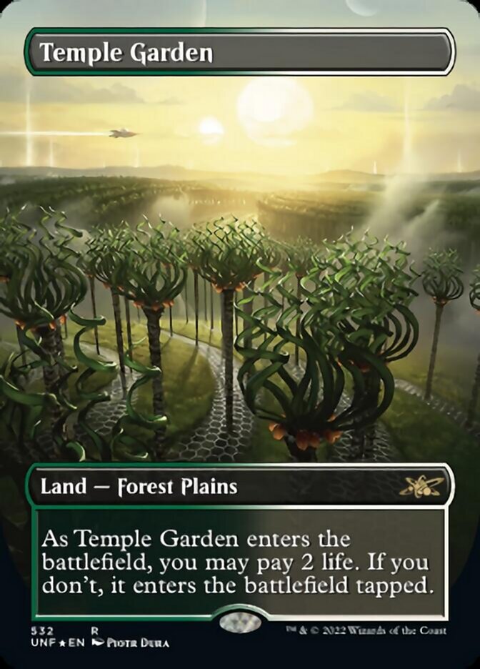 Temple Garden (Borderless) (Galaxy Foil) [Unfinity] | Gaming Infinity