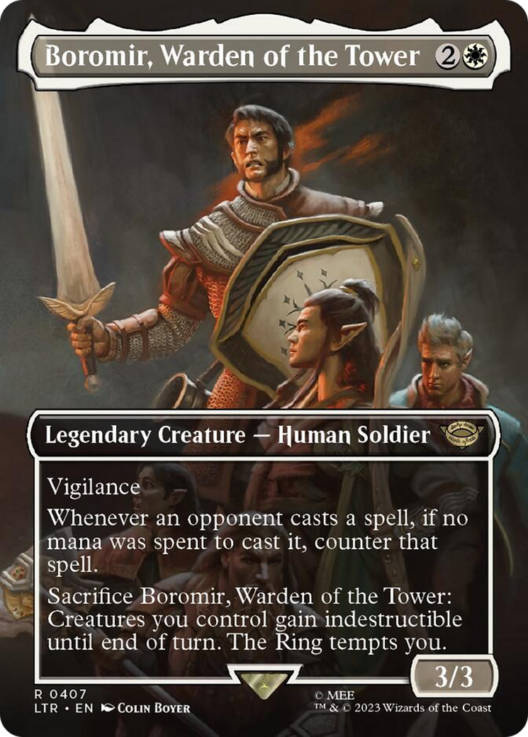 Boromir, Warden of the Tower (Borderless Alternate Art) [The Lord of the Rings: Tales of Middle-Earth] | Gaming Infinity