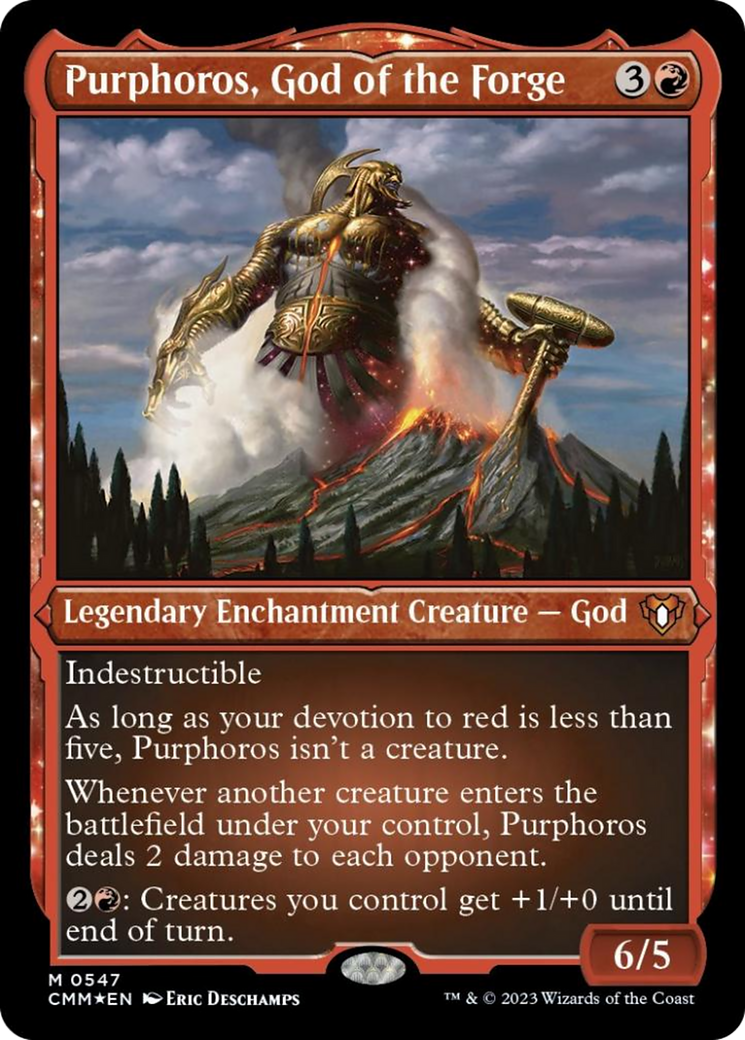 Purphoros, God of the Forge (Foil Etched) [Commander Masters] | Gaming Infinity