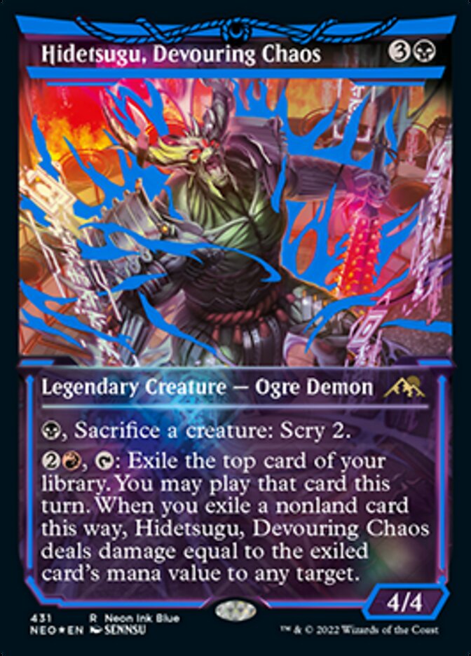 Hidetsugu, Devouring Chaos (Neon Ink Blue) [Kamigawa: Neon Dynasty] | Gaming Infinity