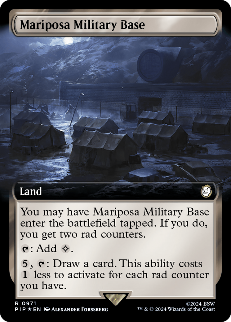 Mariposa Military Base (Extended Art) (Surge Foil) [Fallout] | Gaming Infinity