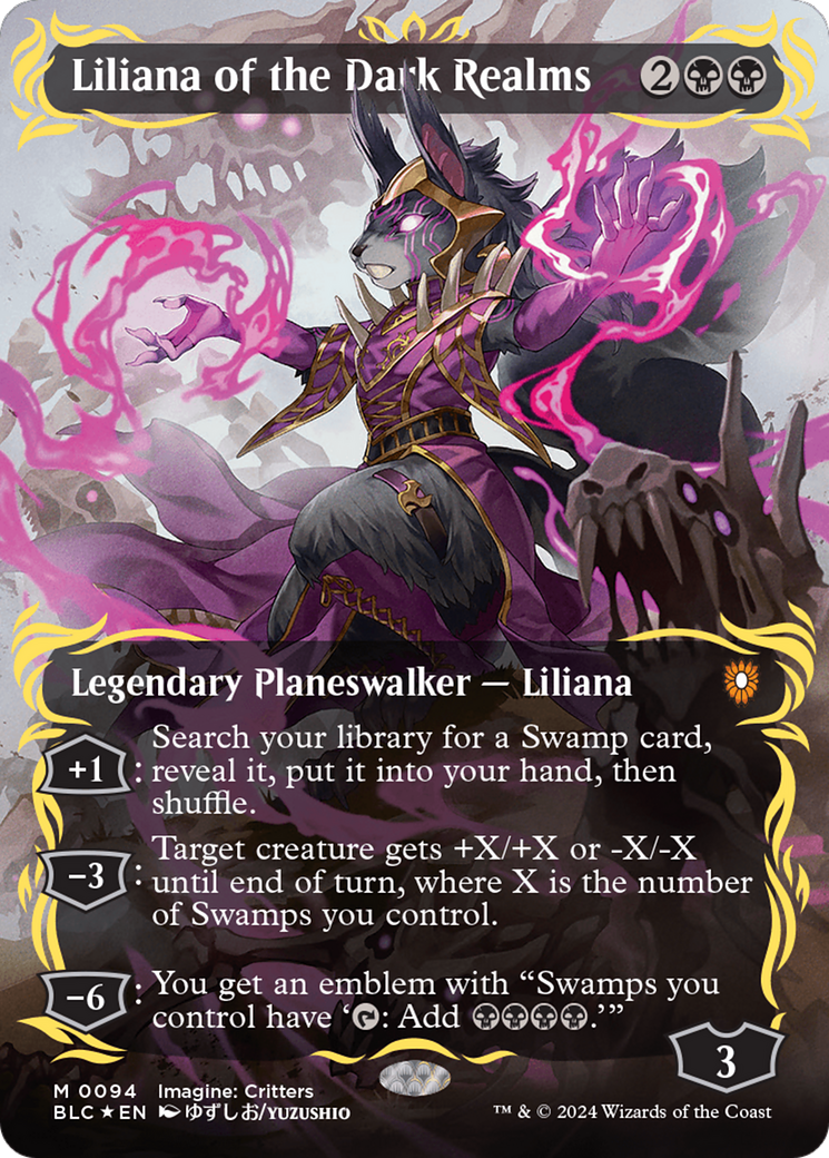 Liliana of the Dark Realms (Borderless) (Raised Foil) [Bloomburrow Commander] | Gaming Infinity