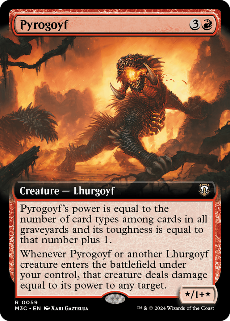 Pyrogoyf (Extended Art) (Ripple Foil) [Modern Horizons 3 Commander] | Gaming Infinity