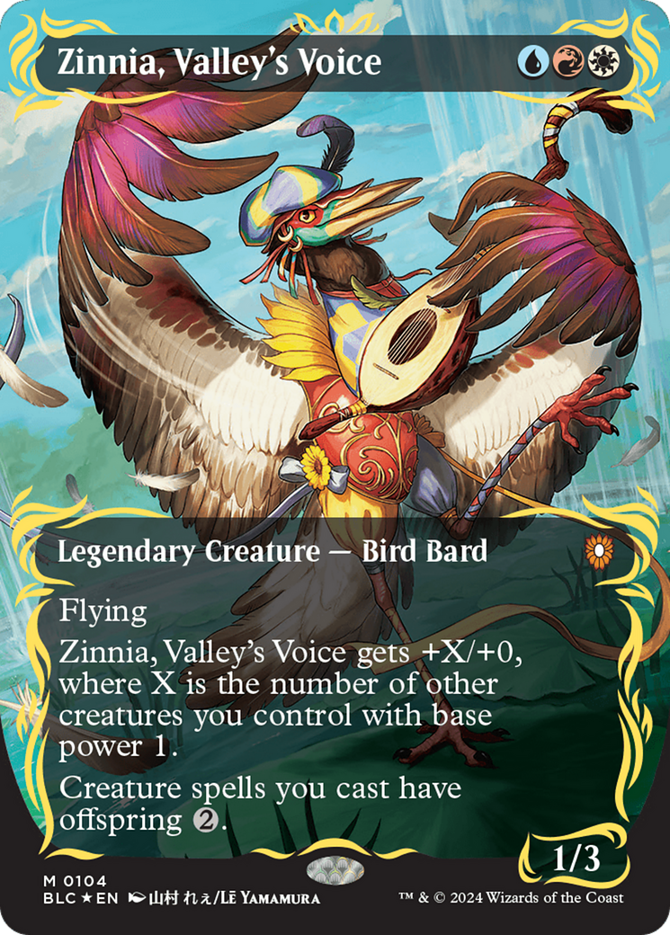 Zinnia, Valley's Voice (Borderless) (Raised Foil) [Bloomburrow Commander] | Gaming Infinity