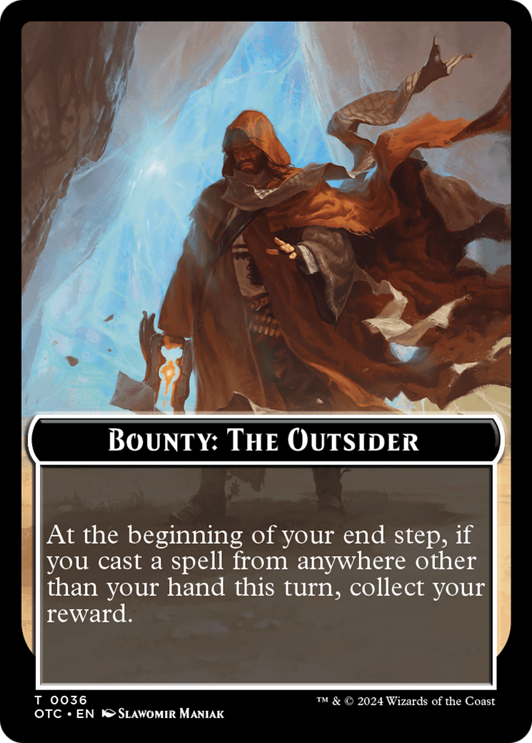 Bounty: The Outsider // Bounty Rules Double-Sided Token [Outlaws of Thunder Junction Commander Tokens] | Gaming Infinity