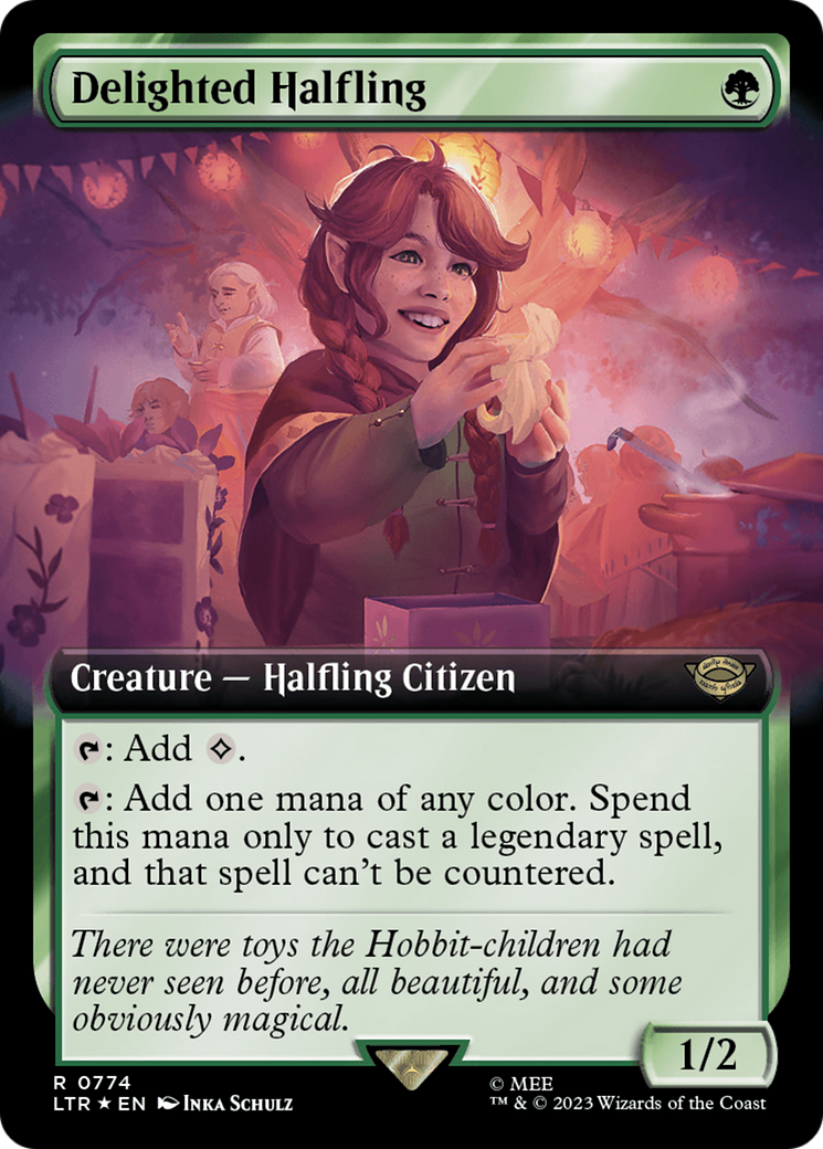 Delighted Halfling (Extended Art) (Surge Foil) [The Lord of the Rings: Tales of Middle-Earth] | Gaming Infinity