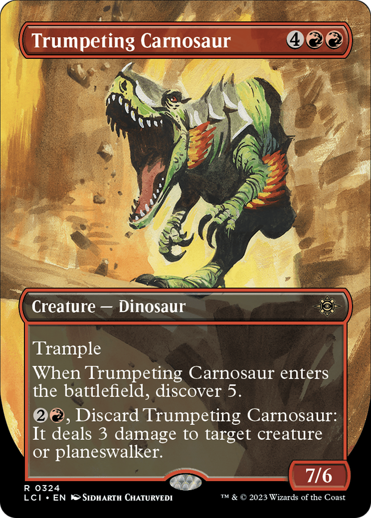 Trumpeting Carnosaur (Borderless) [The Lost Caverns of Ixalan] | Gaming Infinity