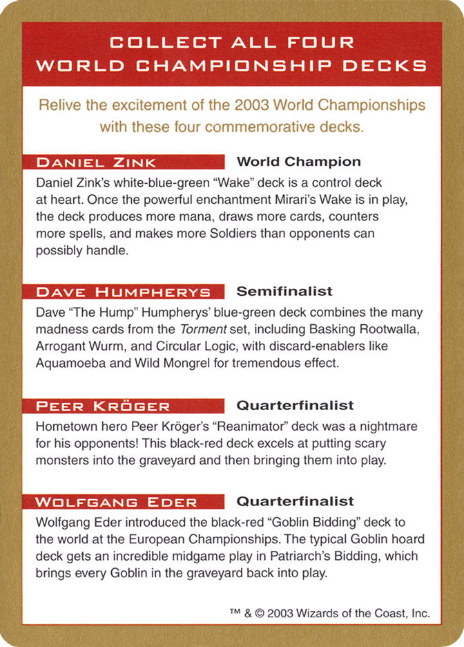 2003 World Championships Ad [World Championship Decks 2003] | Gaming Infinity