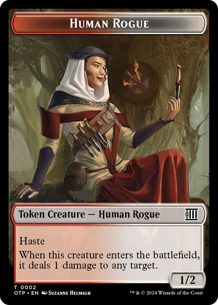 Human Rogue // Plot Double-Sided Token [Outlaws of Thunder Junction: Breaking News Tokens] | Gaming Infinity