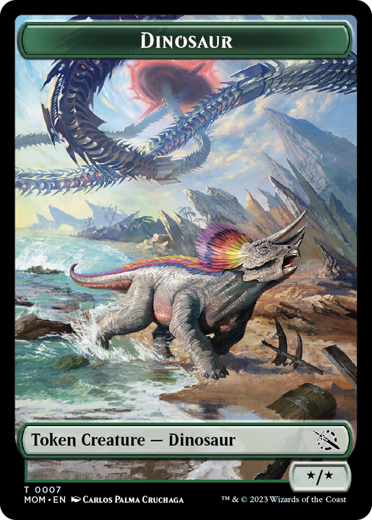 Warrior // Dinosaur Double-Sided Token [March of the Machine Tokens] | Gaming Infinity