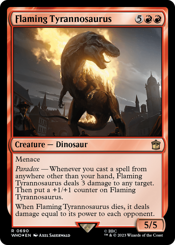 Flaming Tyrannosaurus (Surge Foil) [Doctor Who] | Gaming Infinity