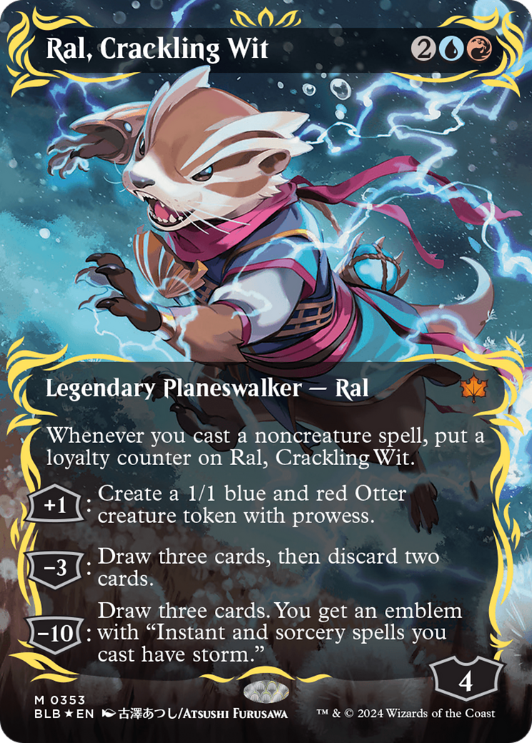 Ral, Crackling Wit (Borderless) (Raised Foil) [Bloomburrow] | Gaming Infinity