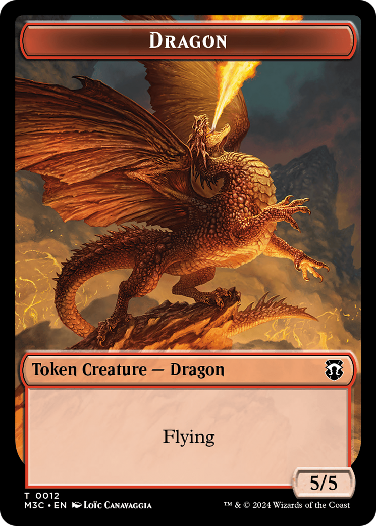 Dragon (Ripple Foil) // Copy Double-Sided Token [Modern Horizons 3 Commander Tokens] | Gaming Infinity