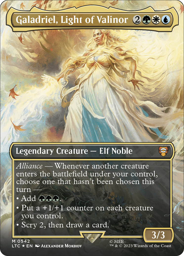 Galadriel, Light of Valinor (Borderless) (Surge Foil) [The Lord of the Rings: Tales of Middle-Earth Commander] | Gaming Infinity