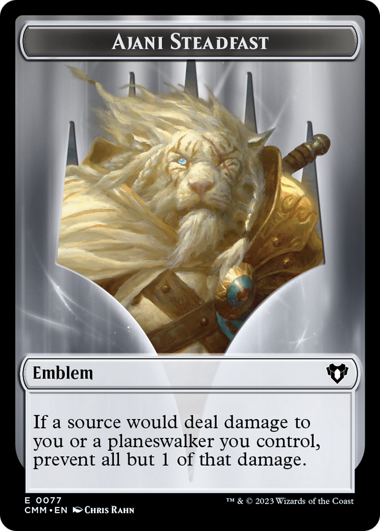 Ajani Steadfast Emblem // Wizard Double-Sided Token [Commander Masters Tokens] | Gaming Infinity