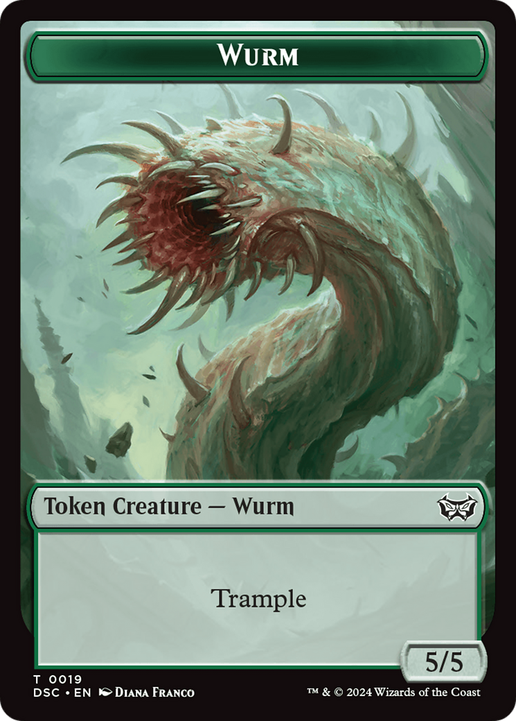 Wurm (0019) // Manifest Double-Sided Token [Duskmourn: House of Horror Commander Tokens] | Gaming Infinity