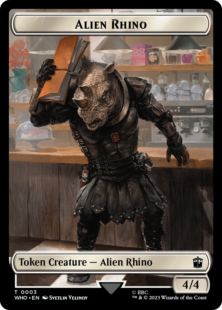 Alien Rhino // Alien Salamander Double-Sided Token (Surge Foil) [Doctor Who Tokens] | Gaming Infinity