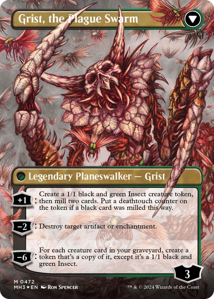 Grist, Voracious Larva // Grist, the Plague Swarm (Borderless) (Textured Foil) [Modern Horizons 3] | Gaming Infinity