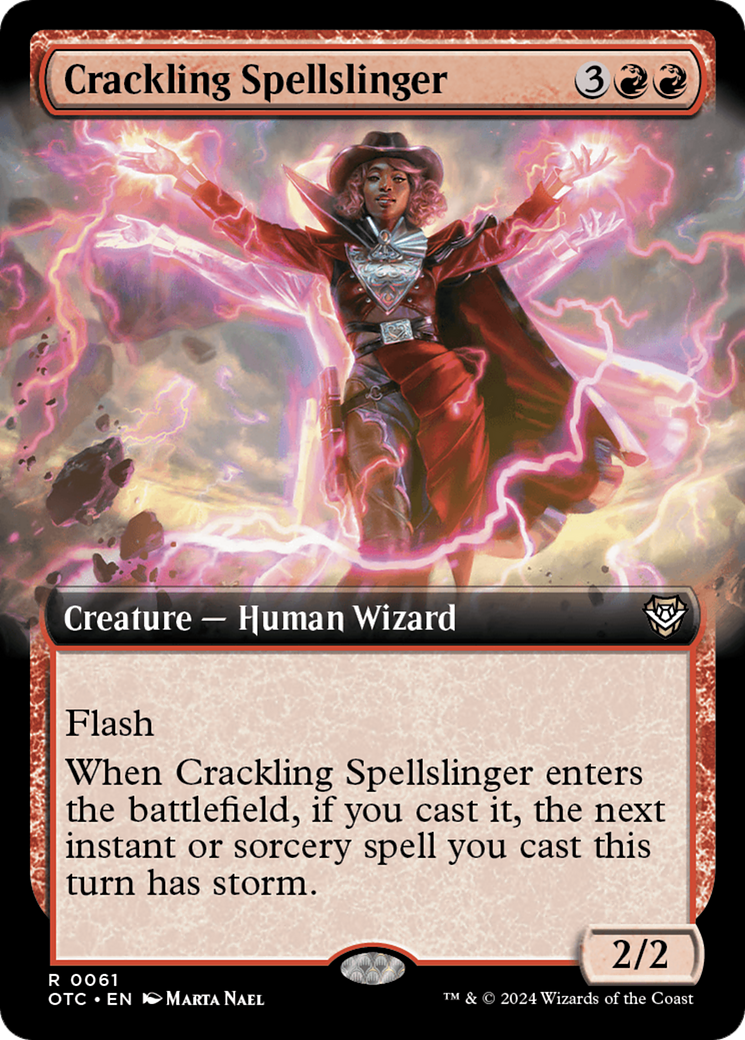 Crackling Spellslinger (Extended Art) [Outlaws of Thunder Junction Commander] | Gaming Infinity