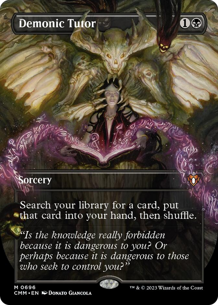 Demonic Tutor (Borderless Alternate Art) [Commander Masters] | Gaming Infinity