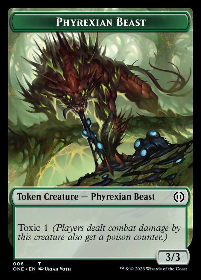 Rebel // Phyrexian Beast Double-Sided Token [Phyrexia: All Will Be One Tokens] | Gaming Infinity