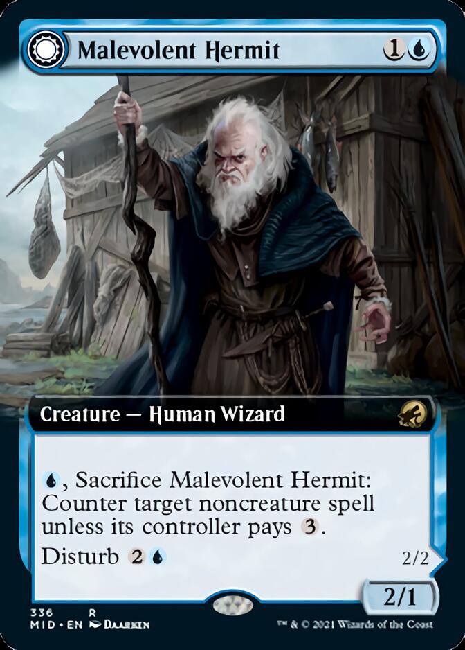 Malevolent Hermit // Benevolent Geist (Extended Art) [Innistrad: Midnight Hunt] | Gaming Infinity