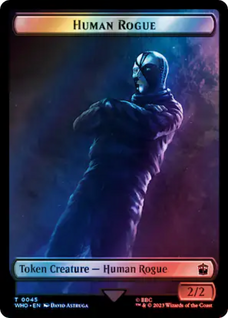 Human Rogue // Dinosaur Double-Sided Token (Surge Foil) [Doctor Who Tokens] | Gaming Infinity