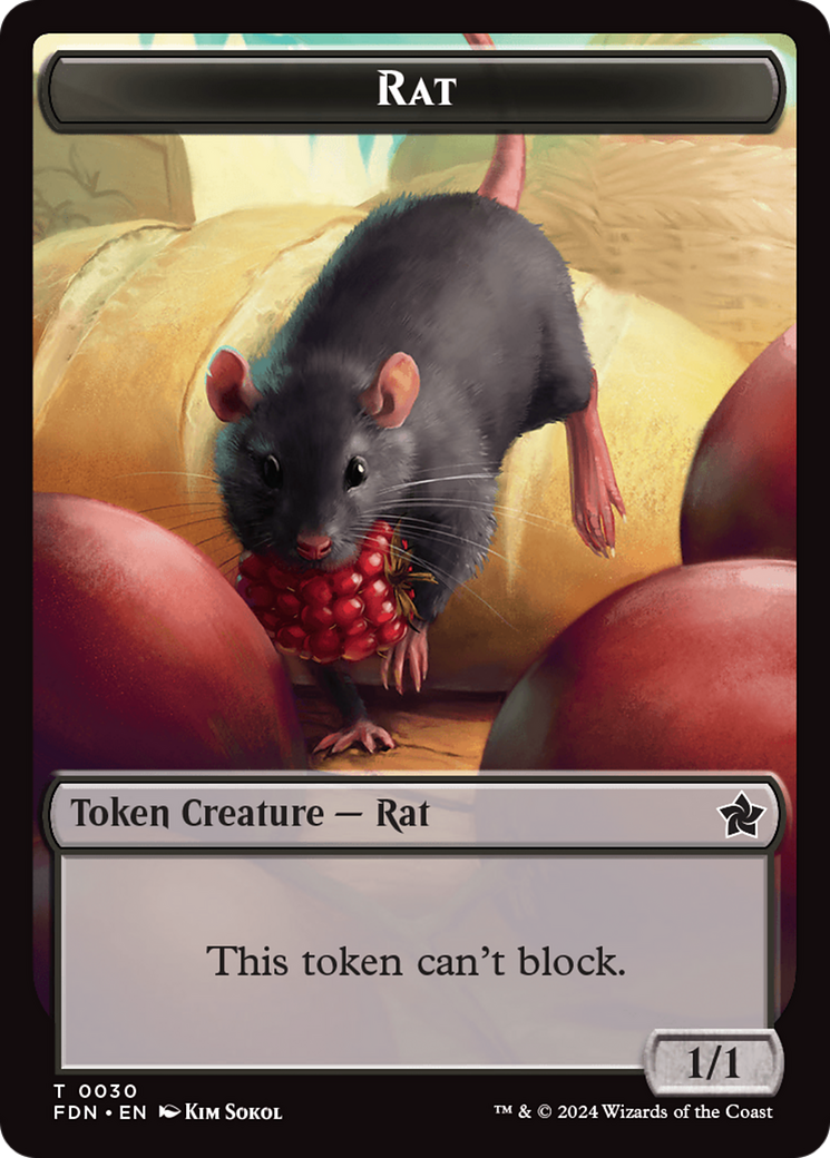 Elf Warrior // Rat (0030) Double-Sided Token [Foundations Tokens] | Gaming Infinity