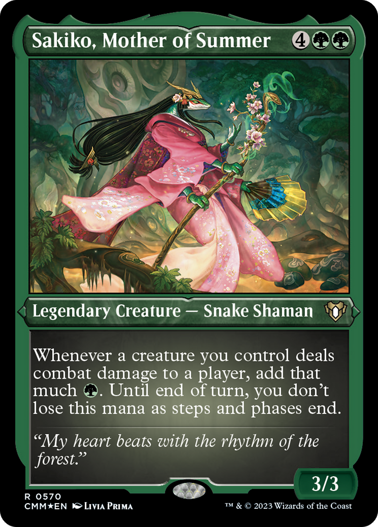 Sakiko, Mother of Summer (Foil Etched) [Commander Masters] | Gaming Infinity