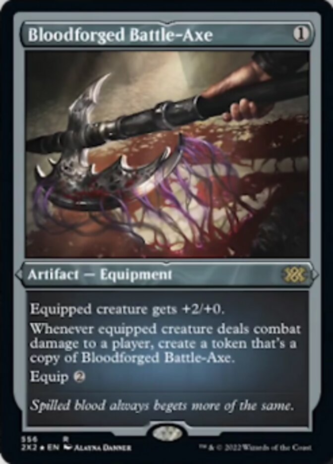 Bloodforged Battle-Axe (Foil Etched) [Double Masters 2022] | Gaming Infinity