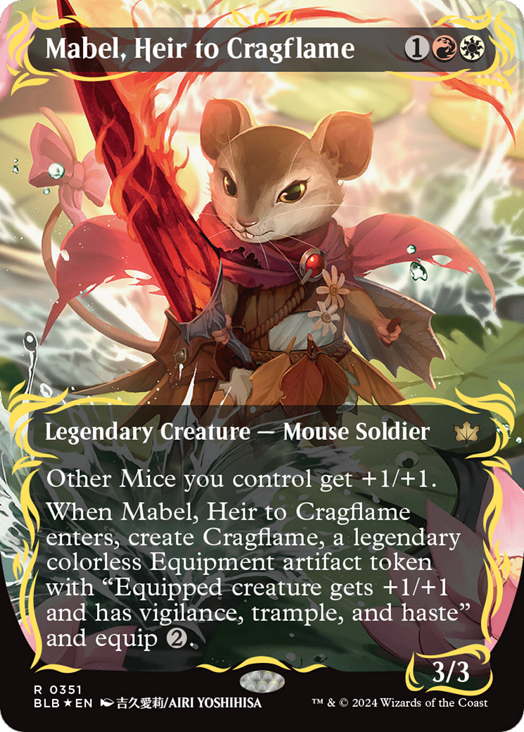 Mabel, Heir to Cragflame (Borderless) (Raised Foil) [Bloomburrow] | Gaming Infinity