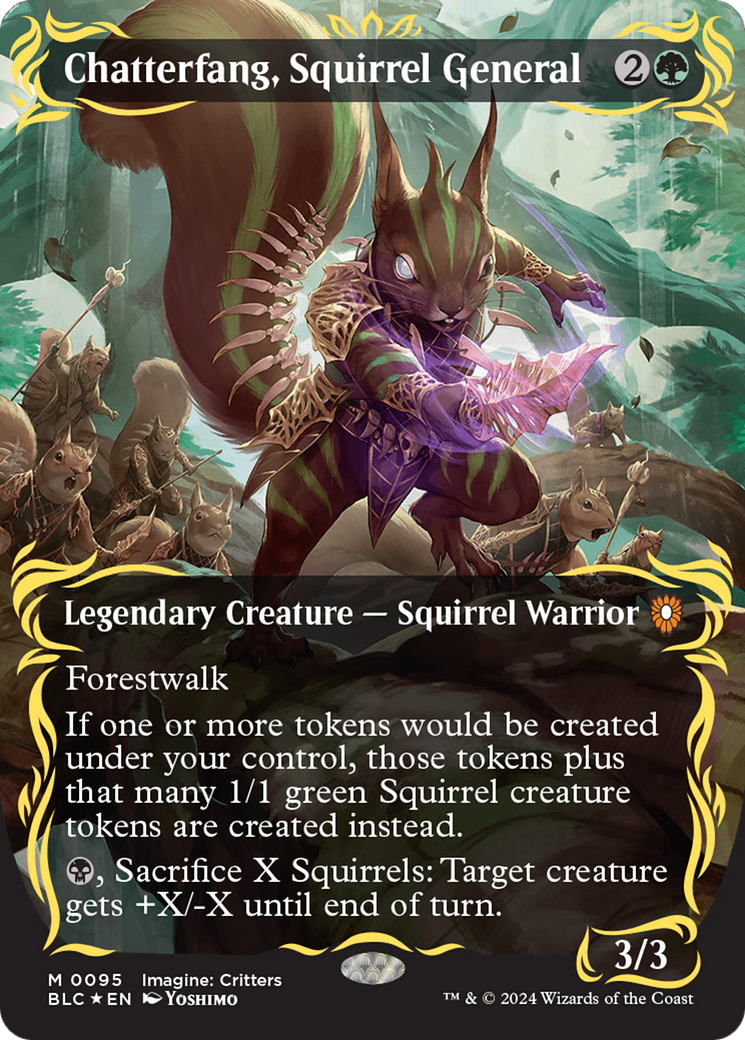 Chatterfang, Squirrel General (Borderless) (Raised Foil) [Bloomburrow Commander] | Gaming Infinity