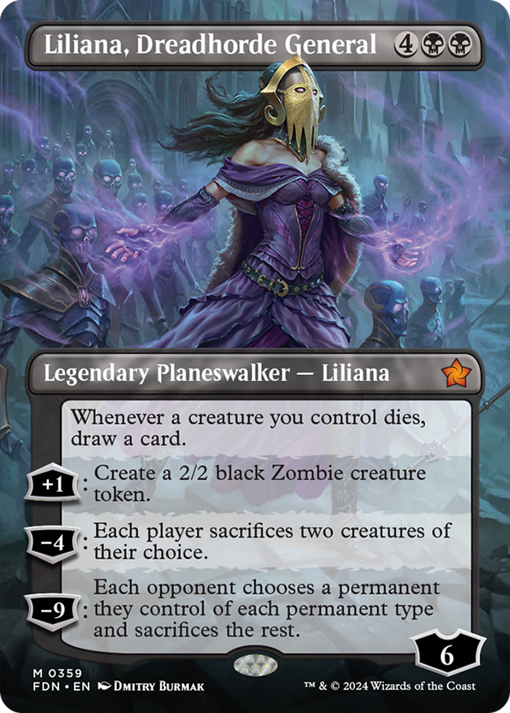 Liliana, Dreadhorde General (Borderless) [Foundations] | Gaming Infinity