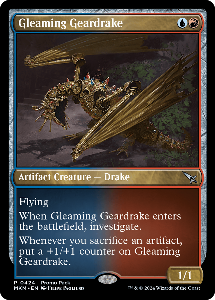 Gleaming Geardrake (Promo Pack) [Murders at Karlov Manor Promos] | Gaming Infinity